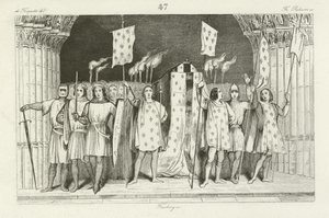 The dead infant John I proclaimed King of France, 1316  af French School