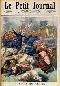 Tuaregernes nederlag. Franske kolonitropper under kommando af oberstløjtnant Joseph Joffre (1852-1931) - Touaregernes nederlag. Illustration til Le Petit Journal, 30. april 1894 (gravering) af French School