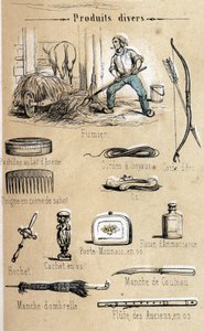 Æslet og dets produkter indgraveret fra 1860 i "" de instruktive Recreations"" Synoptisk maleri af Jules DELBRUCK. Privat samling. af French School