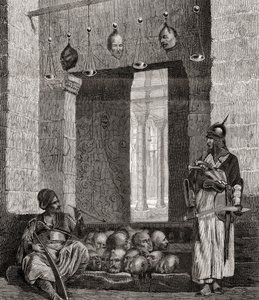 Døråbningen til moskeen El Assaneyn i Kairo, Egypten, fra "L"Univers Illustré", 1866 af French School