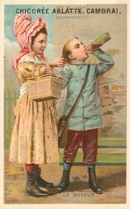 Drikkeren (chromolitho) af French School