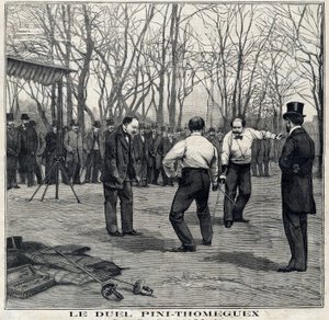 Duellen mellem våbenmestrene Pini og Thomeguex i Parc de Saint Ouen (Saint-Ouen). I "" Le Petit Parisien "" den 28/03/1897. af French School