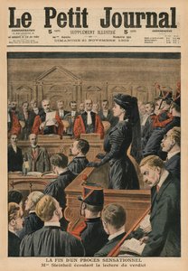 Afslutningen på en opsigtsvækkende retssag, Marguerite Steinheil lytter til dommen, forsideillustration fra 