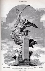 Herlighedskronen Pierre Corneille - tegning af Merwart for "" flaget - berømt overvåger af League of Patriots"" - 1884 af French School