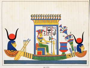 Gudinden Anuket, illustration fra Pantheon egyptien: samling af mytologiske karakterer fra det gamle Egypten af ​​Jean-Francois Champollion, udgivet ca. 1986 af French School
