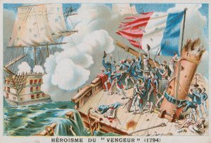 Heltemodet fra det franske krigsskib Vengeur du Peuple, 1794. af French School