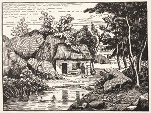 Hytten til J.J. Rousseau af French School
