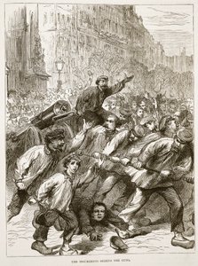 Oprørerne beslaglægger kanonerne, marts 1871, illustration fra Cassells historie om krigen mellem Frankrig og Tyskland, 1870-1871 af French School
