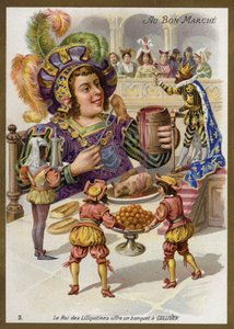 Lilliputernes konge holder en banket for Gulliver (chromolitho) af French School
