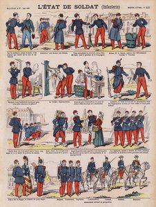 En fransk infanterisoldats liv (farve litho) af French School