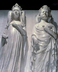 Marmorforekomsterne af dronning Jeanne af Evreux (1307-1371) og kong Charles IV Le Bel (1294-1328). Det er samme model som Maubuissons, lavet på dronningens ordre af Jean de Liege (kendt omkring 1357-1381). Basilica of Saint Denis, kongelig nekropolis. af French School