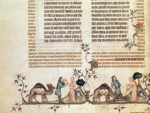 Mødet mellem Eliezer og Rebecca ved brønden, fra The Bible of Jean de Sy, ca. 1355