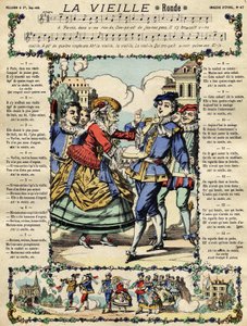 Den gamle, populære sang. Billede af Epinal fra det 19. århundrede af French School