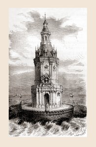 Det originale Cordouan-fyrtårn fra det 17. århundrede, nær mundingen af Gironde-mundingen i Frankrig, fra 