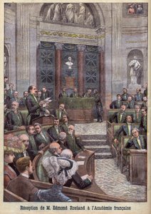 Digteren og dramatikeren Edmond Rostand modtages på Academy Francaise for "Le Petit Journal" af French School