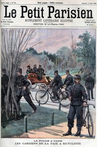 Politiet i Paris, fredsbevarende styrker på cykler.- i "Le petit Parisien"” af French School