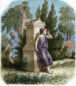 De prostituerede i Antikken, Grækenland: Hetaires lavede åbenlyst deres lille metier. Indgravering "Prostitutionens og udskejelsens historie blandt alle verdens folk fra oldtiden til i dag" af Dr. Th. -F. Debray. 1879. af French School