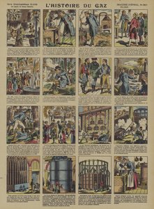 Historien om gas (farve litho) af French School