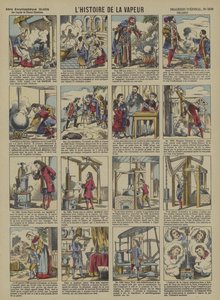 Historien om damp (farve litho) af French School