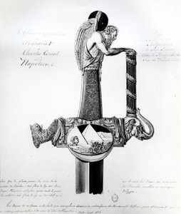 Sværdet ejet af Frans I af Frankrig, Charles V, den hellige romerske kejser og Napoleon Bonaparte med motiv, der repræsenterer Napoleons felttog i Egypten af French School