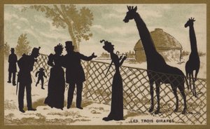 De tre giraffer (chromolitho) af French School