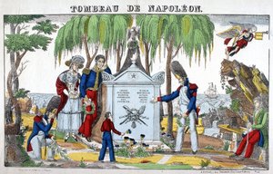 Napoleon Bonapartes grav på øen St. Helena. Billede af Epinal af French School