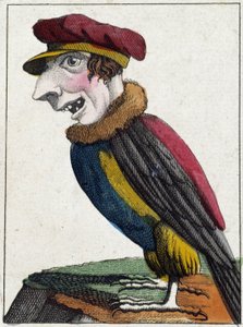 Gribben i karikatur, studie af karakter "flygtig karakter" sd. 19., populært billedsprog. af French School