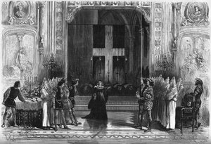 Teaterfremstilling: scene for kisterne i "Lucrece Borgia" af Victor Hugo (1802-1885). Paris, Theatre de la Porte Saint Martin af French School