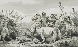 Theodoric er dræbt i kamp mod Attila, nær Chalons, fra 