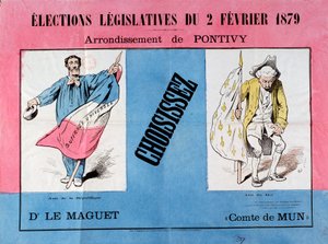 Tredje Republik: plakat for parlamentsvalget den 2/02/1879 i Pontivy kommune (Morbihan). Paris. Museum for plakat og reklame af French School