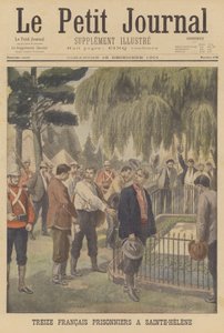 Tretten franske fanger på St. Helena (farve litho) af French School