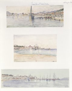 Tre udsigter over Sainte Maxime (akvarel på papir) af French School