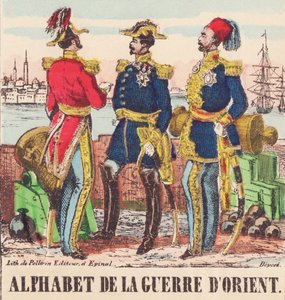 Tre generaler: Lord Raglan, chefgeneral for den engelske hær, Pélissier, general for den franske hær og Omer-Pasha, chefgeneral for den tyrkiske hær af French School