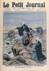 At kaste kranse i havet på Allehelgensdag i Bretagne, forsideillustration fra Le Petit Journal, 5. november 1911 af French School