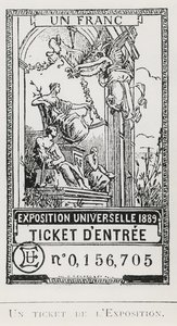 Adgangsbillet til Exposition Universelle i 1889 (litho) af French School