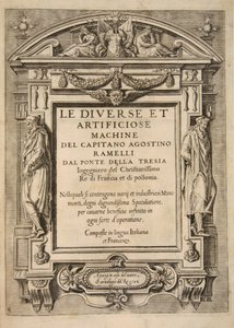 Titelside, fra The Diverse Et Artificiose Machine af kaptajn Agostino Ramelli, pub. 1588 Engravi af French School