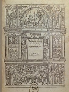 Titelside på en bog af Galen (c.131-c.201), udgivet i Paris, 1530 af French School