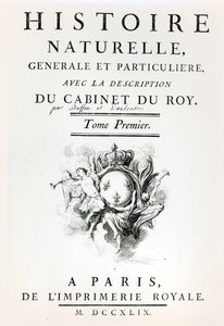 Titelblad for naturhistorie, generelt og særligt af Buffon, Paris, 1749 af French School