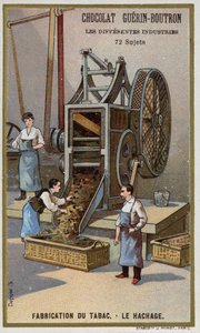 Tobaksfremstilling. At rive blade (chromolitho) af French School