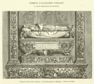 Alessandro Tartagnis grav i Saint-Dominique de Bologna (gravering) af French School