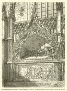 Grav inde i kirken Batalha (gravering) af French School