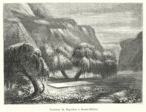 Napoleons grav ved Sainte-Helene (gravering) af French School