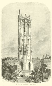 Tour Saint-Jacques og pladsen i 1870 af French School