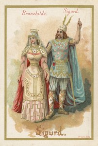 Fagkort forestillende Brunehilde og Sigurd af French School