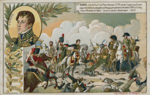 Byttekort med et billede, der forestiller slaget ved Austerlitz af French School