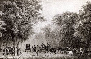 Trafik i Paris, Frankrig, i det 19. århundrede, omkring 1830 af French School