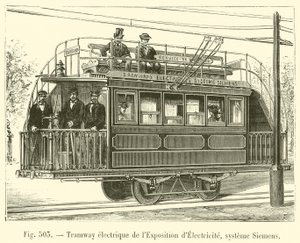 Elektrisk sporvej fra Elektricitetsudstillingen, Siemens-system (gravering) af French School