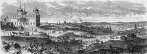 Transformationer af Paris under det andet imperium, Haussmann-Paris: udsigt over værkerne i Parc Montsouris og genopbygningen af ​​Palais du Bardo (Observatoire de Montsouris) af French School