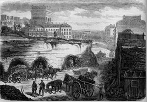 Transformationer af Paris under det andet imperium, Haussmann Paris: gennemboring af boulevarden du Roi de Rome (i dag, avenue de Kleber). Indgravering i "" Le Monde Illustré"" nr. 276 af 26. juli 1862. af French School