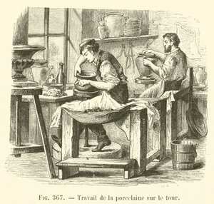 Porcelænsarbejde på drejebænken (gravering) af French School
